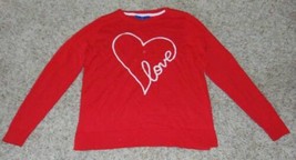 Womens Sweater Apt 9 Red Heart Love Valentines Long Sleeve-size M - £17.40 GBP