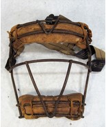 VINTAGE ANTIQUE BASEBALL CATCHERS FACE MASK METAL AND LEATHER - £98.35 GBP