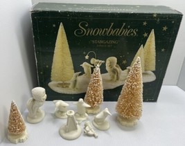 Snowbabies Dept.56 STARGAZING Set of 9 Porcelain Figurines &amp; Trees # 688... - £11.18 GBP