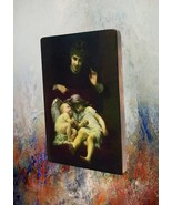 Wall Decor Antique Vintage Portrait Prints-Wood Panel Wall Art Wooden De... - $21.00