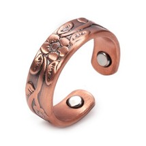 Magnetic Pure Copper Rings Women 6mm Vintage Open Cuff Adjustable Ring Men Magne - £11.43 GBP