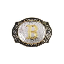 Western Belt Buckle Initial Letters ABCDMRJ to Z Cowboy Rodeo Small Gold Belt Bu - $23.74