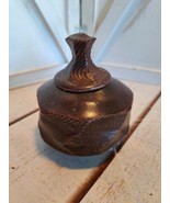 Small Rounded Stoneware Pottery Lidded Trinket Vase/Jar Brown Glaze Sign... - £14.70 GBP