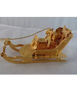 Vintage Danbury Mint Gold Christmas Ornament  Santa&#39;s Sled with Toys 4.5&quot; - $449.55 MXN