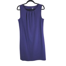 Lands&#39; End Womens Shift Dress Pleated Front Sleeveless Pullover Stretch Purple M - £11.44 GBP