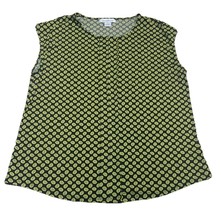 Liz Claiborne Size Large Women’s Short Sleeve Blouse Geometric Yellow Black - $9.79