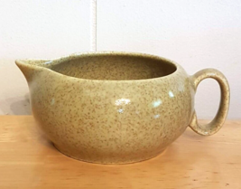 WS George Creamer Pottery Speckled Green Cream Pitcher MCM Granny Core S... - £15.75 GBP