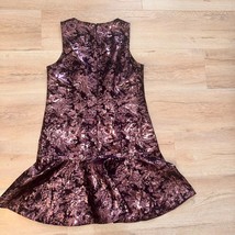 Laundry by Shelli Segal Sz 8 Metallic Pink Floral Peplum Dress Wedding Party - £22.58 GBP
