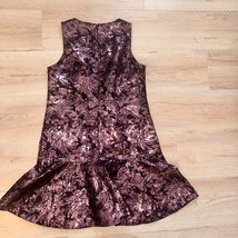 Laundry by Shelli Segal Sz 8 Metallic Pink Floral Peplum Dress Wedding Party - $28.71