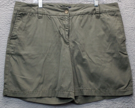 Lands&#39; End Chino Shorts Women Size 16 Green Fit 2 Casual Flat Front Regu... - £16.02 GBP