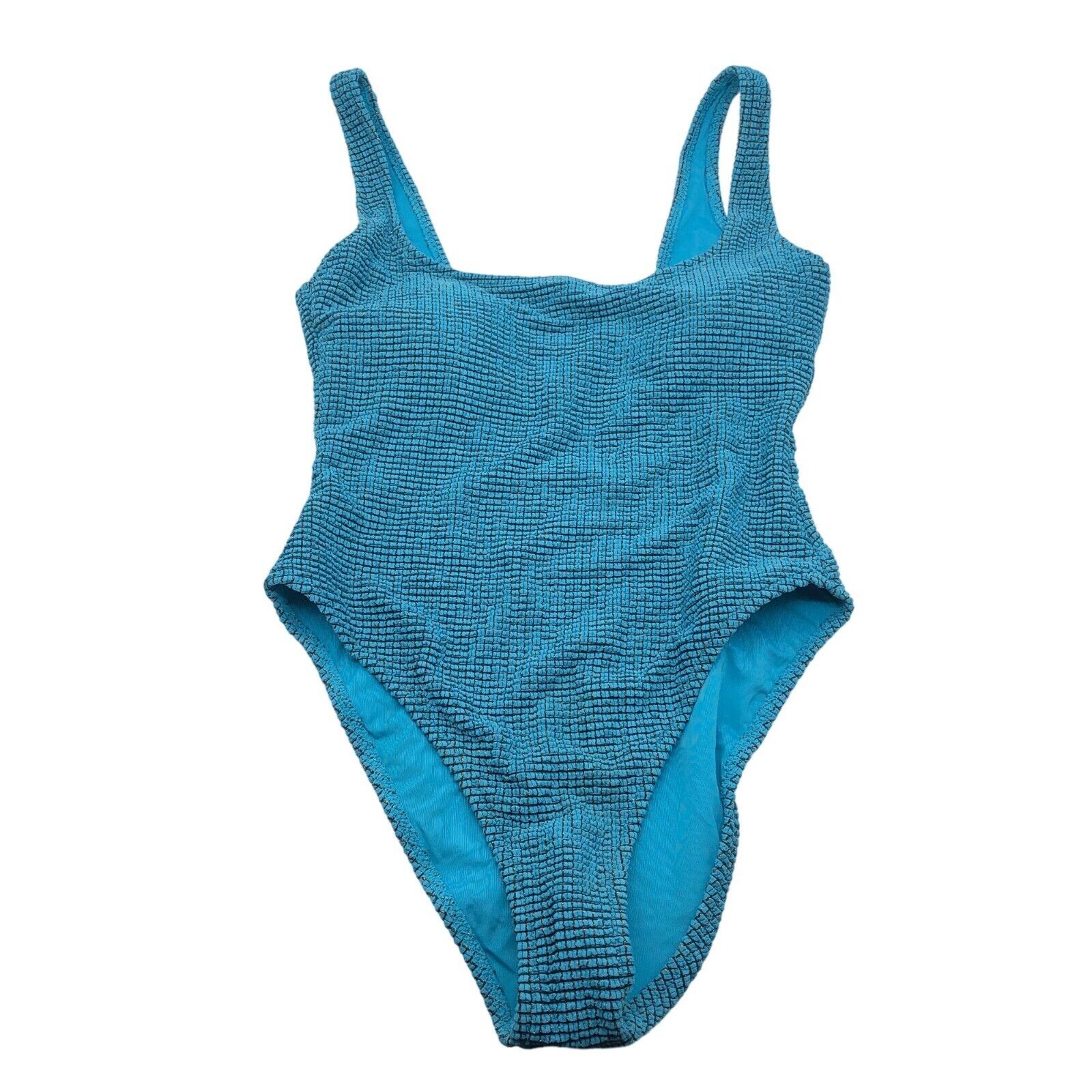 Primary image for Aerie Lurex Crinkle Babewatch One Piece Cheeky Swimsuit Casablanca Blue M
