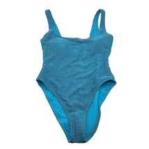 Aerie Lurex Crinkle Babewatch One Piece Cheeky Swimsuit Casablanca Blue M - $28.90