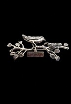Vintage Nagalle Signed Sterling Silver Wood Thrush Bird Pin Brooch - £24.04 GBP