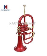 NauticalMart Bb Flat 4 Valve Red Flugel Horn + Free Hard Case + Mouthipice - £193.70 GBP