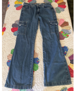 Vtg Gap Jeans Women&#39;s 10 cargo Flare High Rise Pockets Dark Wash Retro H... - $467.35 MXN