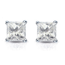4CT Princesse Simulé Diamant Solitaire Boucles D&#39;Oreilles 14K Plaqué or Blanc - £100.18 GBP