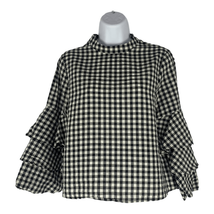 Zara Women&#39;s Basic Collection Black &amp; White Ruffle Sleeve Blouse Size Small - £25.33 GBP