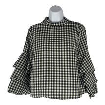 Zara Women&#39;s Basic Collection Black &amp; White Ruffle Sleeve Blouse Size Small - £25.56 GBP