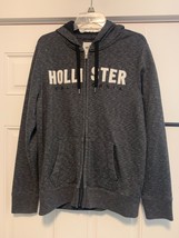 Hollister Men&#39;s Spellout Zip Front Gray Hoodie Size Medium - £15.15 GBP