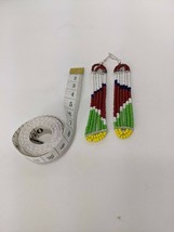 African Masai Handmade Beaded Beads Earrings Multi Colour Jewelry - £7.59 GBP
