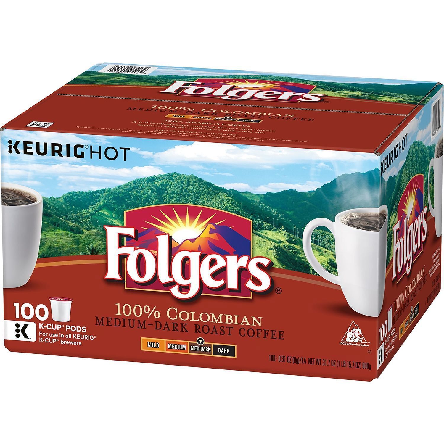 Folgers 100% Colombian Medium Dark Roast Coffee 100 K-Cups free *** - $48.50