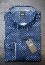 HUGO BOSS Homme Ronni _ 53 Slim Fit M Coton Bleu Affaires Décontracté Chemise XL - £45.99 GBP