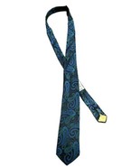 Littons Monsieur Bernard Men&#39;s Tie 100% Silk Black with Blue Green Paisley - £11.67 GBP