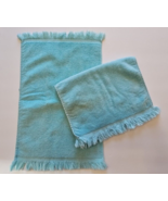 Set of 2 Vintage Burlington House Collection 100% Cotton Hand Towels Blue - £17.00 GBP