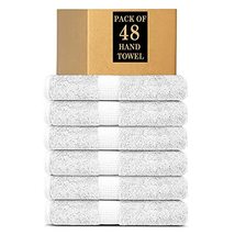 Lavish Touch 100% Cotton 600 GSM Melrose Pack of 48 Hand Towels White - $94.99