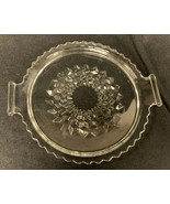 Jeannette CUBE pattern Round Glass Tray with Handles - $8.06