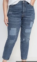 Old Navy Jeans Women 18 Blue Patches O.G. Straight High Rise Button Fly ... - $28.70