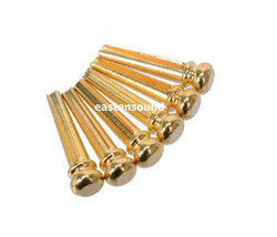 6 Solid Brass Pin Gold Plated for Acoustic Guitar Bridge String Peg - $9.89