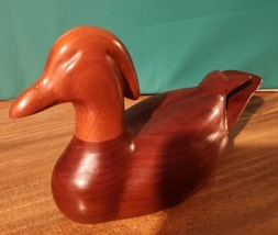 Vintage Hand Carved Cherry Wood Mandarin Duck Decoy Signed KA NYHUS 1992 - £15.36 GBP