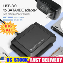 USB 3.0 to IDE &amp; SATA External Hard Drive Reader 2.5&quot; 3.5&quot; HDD Power ada... - $28.99