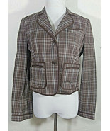 BCBG Max Azria Womens Blazer Medium Plaid Button Down Jennifer Cropped Jacket - $24.99