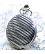 Pocket Watch DAKOTA Real Silver Plated 45 MM for Men with Fob Chain Gift... - $26.49