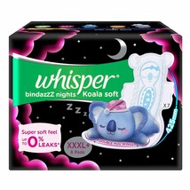 Whisper Bindazzz Nights Koala Soft Sanitary Pads, XXXL+ 8 Napkins FREE SHIP - $19.49