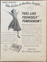 1953 Ex-Lax Vintage Print Ad Feel Like Yourself Tomorrow Laxitive Advert... - £11.53 GBP