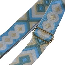 Tan Light Blue Geometric Adjustable Crossbody Bag Purse Guitar Strap - £19.73 GBP