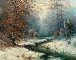 Winter river landscape HD Oil Painting Giclee Print Canvas - £6.42 GBP