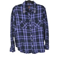 Bit &amp; Bridle Snap Front Western Shirt XL Womens Long Sleeve Blue Check P... - £17.26 GBP