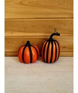 Halloween Pumpkins Glitter Plastic Lot of 2 Fall Decorations - $27.32 CAD