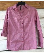 Apollo Women&#39;s M western style top Red White gingham check btn dwn L/S r... - $27.49 CAD