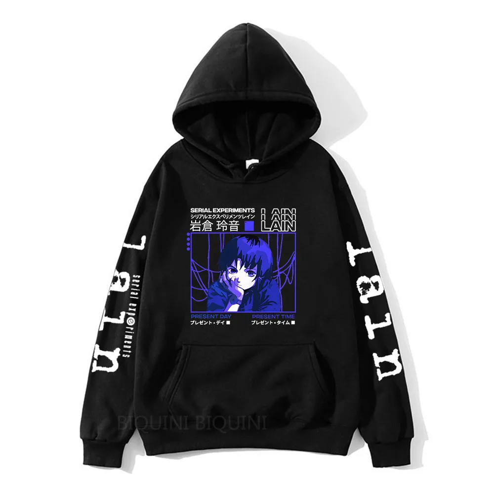 Serial Experiments Lain Hoodies Japan  Graphic Clothing Mens Glitched Iw... - $132.53