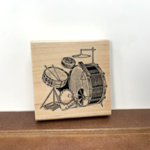 Stamp Cabana Wood Rubber Stamp Drum Set Music Drums Instrument Band Rock Vintage - $16.99