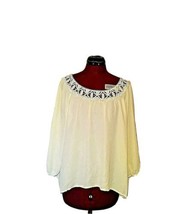 Xhilaration Blouse White Women Size XL Crochet Neck 3/4 Sleeve - £12.64 GBP