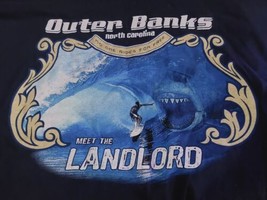 Outer Banks T-Shirt XL North Carolina Meet the Landlord Shark Waves Dark... - £13.10 GBP