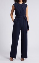 Tahari ASL Twist Neck Sleeveless Jumpsuit Sz 4 Navy - $68.58