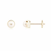 Freshwater Cultured Pearl Solitaire Stud Earrings in 14K Gold (Grade-AAA , 4MM) - £312.70 GBP