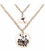 Mother Daughter Necklaces Set Stamped Dandelion Seed Jewelry Rose Gold S... - $32.06